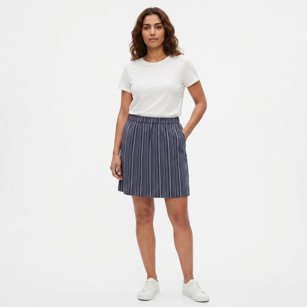 Gap Blue A-Line Mini Striped Skirt Women Size M